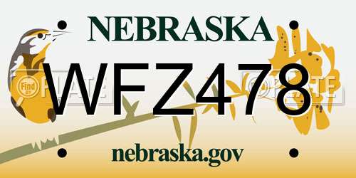 WFZ478 Nebraska License Plate