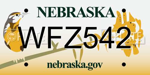 WFZ542 Nebraska License Plate