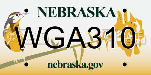 WGA310 Nebraska License Plate
