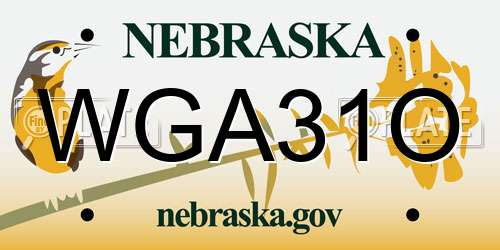 WGA31O Nebraska License Plate