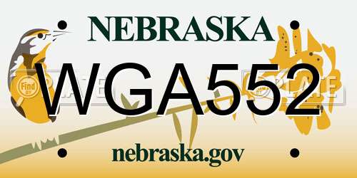 WGA552 Nebraska License Plate