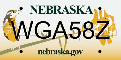 WGA58Z Nebraska License Plate