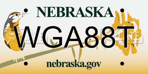 WGA88T Nebraska License Plate