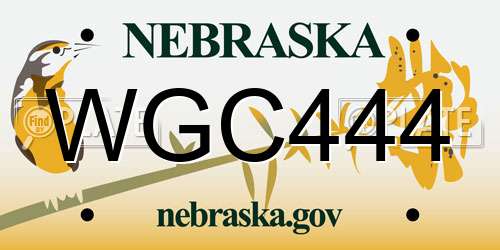 WGC444 Nebraska License Plate