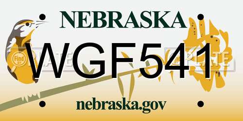 WGF541 Nebraska License Plate