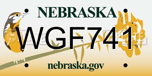 WGF741 Nebraska License Plate