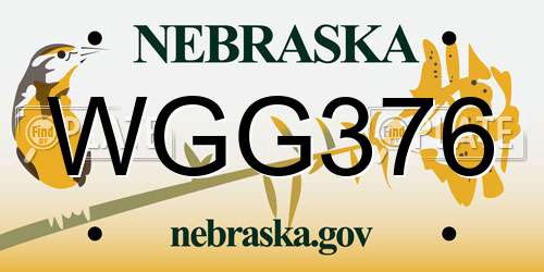 WGG376 Nebraska License Plate