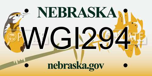 WGI294 Nebraska License Plate