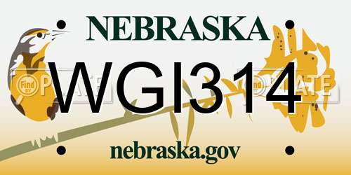 WGI314 Nebraska License Plate