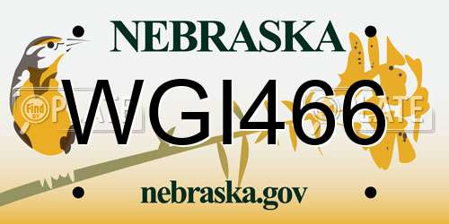 WGI466 Nebraska License Plate