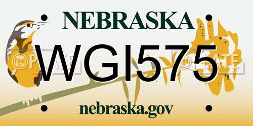 WGI575 Nebraska License Plate