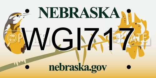 WGI717 Nebraska License Plate