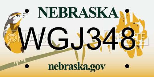 WGJ348 Nebraska License Plate
