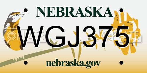 WGJ375 Nebraska License Plate
