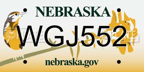 WGJ552 Nebraska License Plate