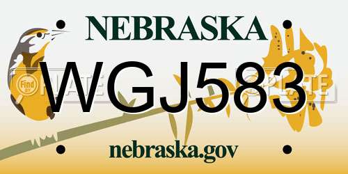 WGJ583 Nebraska License Plate