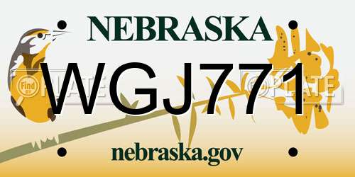 WGJ771 Nebraska License Plate