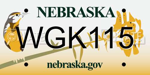 WGK115 Nebraska License Plate