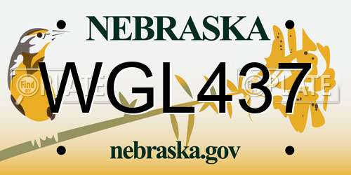 WGL437 Nebraska License Plate