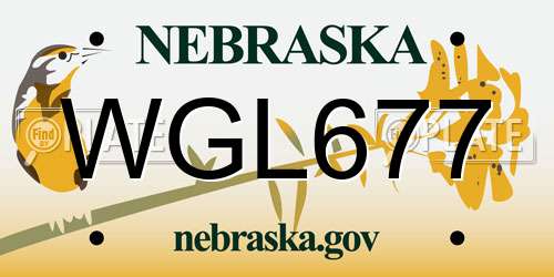 WGL677 Nebraska License Plate