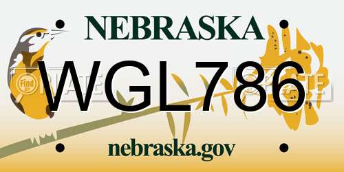 WGL786 Nebraska License Plate