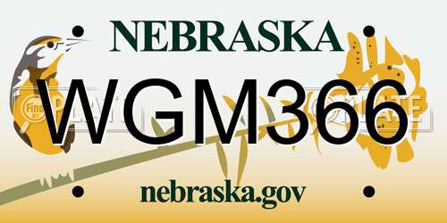 WGM366 Nebraska License Plate