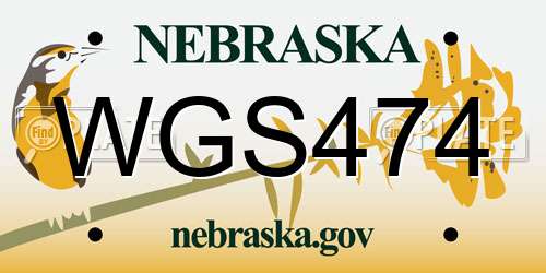 WGS474 Nebraska License Plate