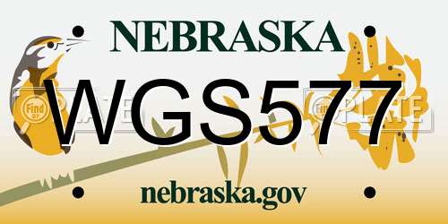 WGS577 Nebraska License Plate