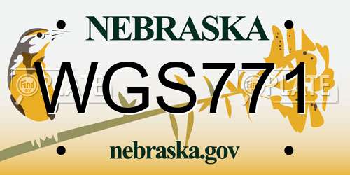 WGS771 Nebraska License Plate