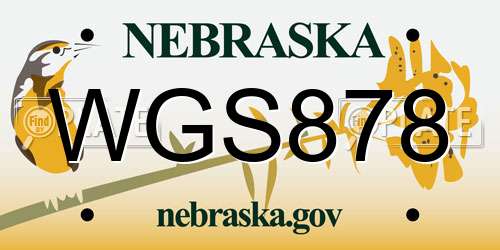 WGS878 Nebraska License Plate