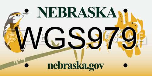 WGS979 Nebraska License Plate