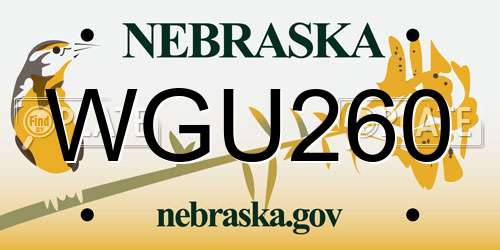 WGU260 Nebraska License Plate