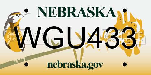 WGU433 Nebraska License Plate