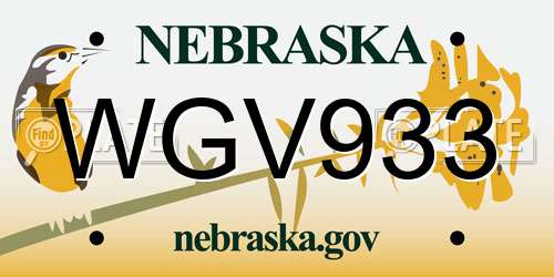 WGV933 Nebraska License Plate