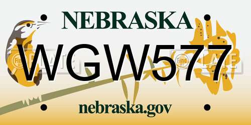 WGW577 Nebraska License Plate