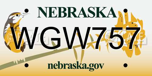 WGW757 Nebraska License Plate