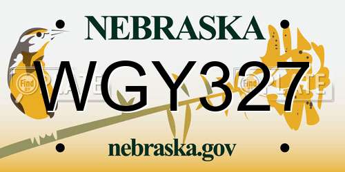 WGY327 Nebraska License Plate