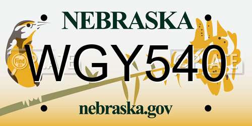 WGY540 Nebraska License Plate