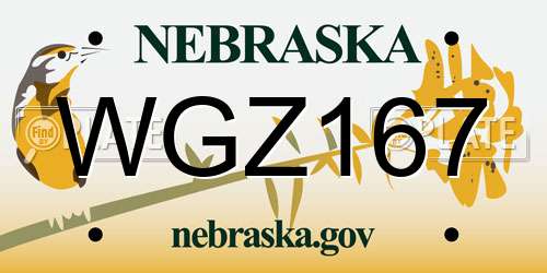 WGZ167 Nebraska License Plate