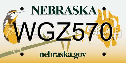 WGZ570 Nebraska License Plate