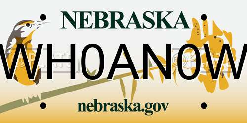 WH0AN0W Nebraska License Plate