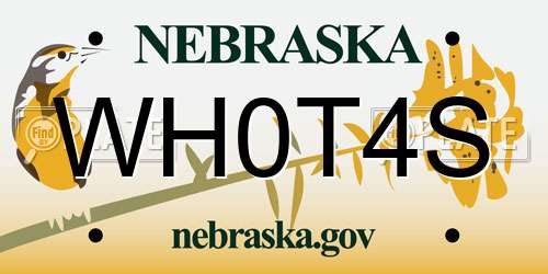 WH0T4S Nebraska License Plate