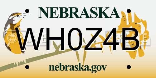 WH0Z4B Nebraska License Plate