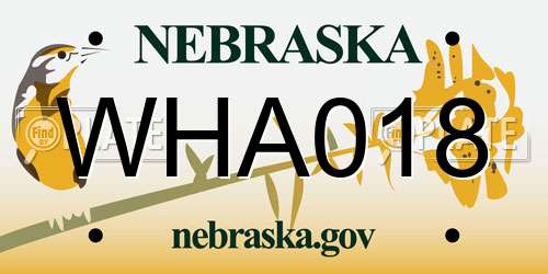 WHA018 Nebraska License Plate