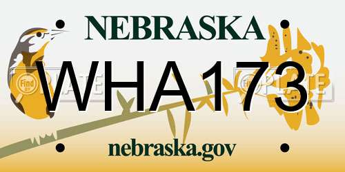 WHA173 Nebraska License Plate