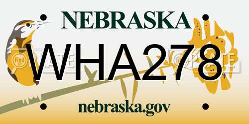 WHA278 Nebraska License Plate