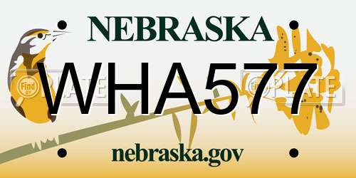 WHA577 Nebraska License Plate
