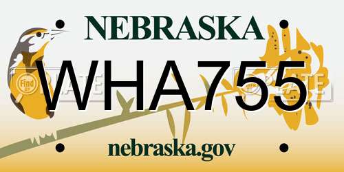 WHA755 Nebraska License Plate
