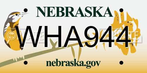 WHA944 Nebraska License Plate