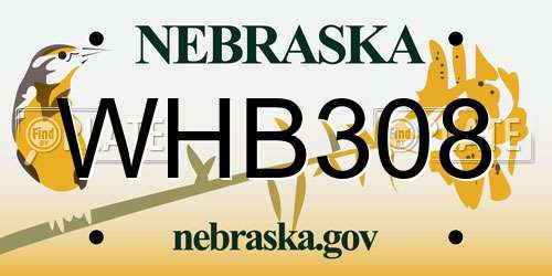WHB308 Nebraska License Plate